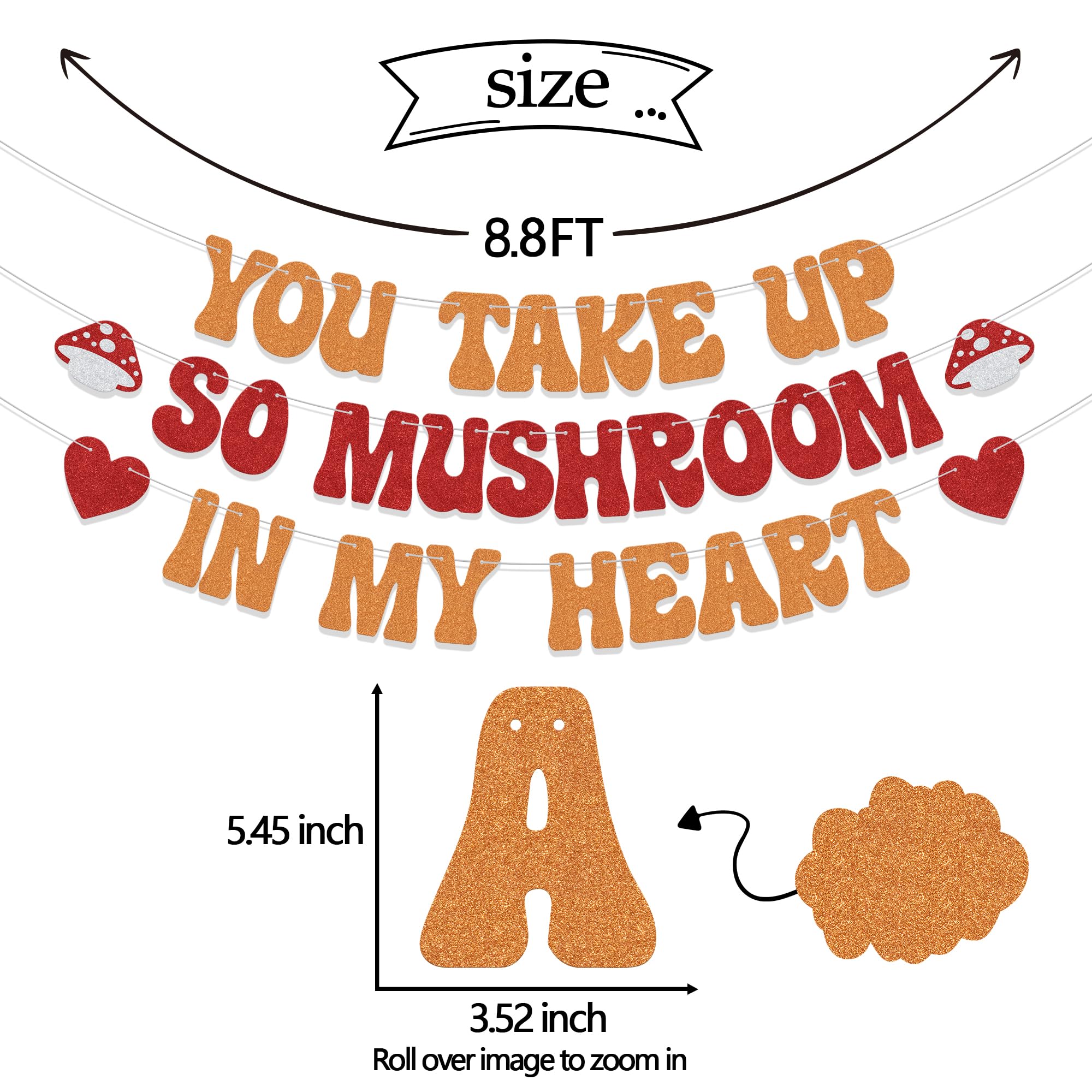 "You Take Up So Mushroom In My Heart" Banner - Red & White Mushroom Party Decor For Birthdays & Anniversaries - View #8