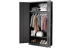 72'' Metal Storage Lockers Cabinet with Hanging Rod, Office and Hospital Steel Lockers