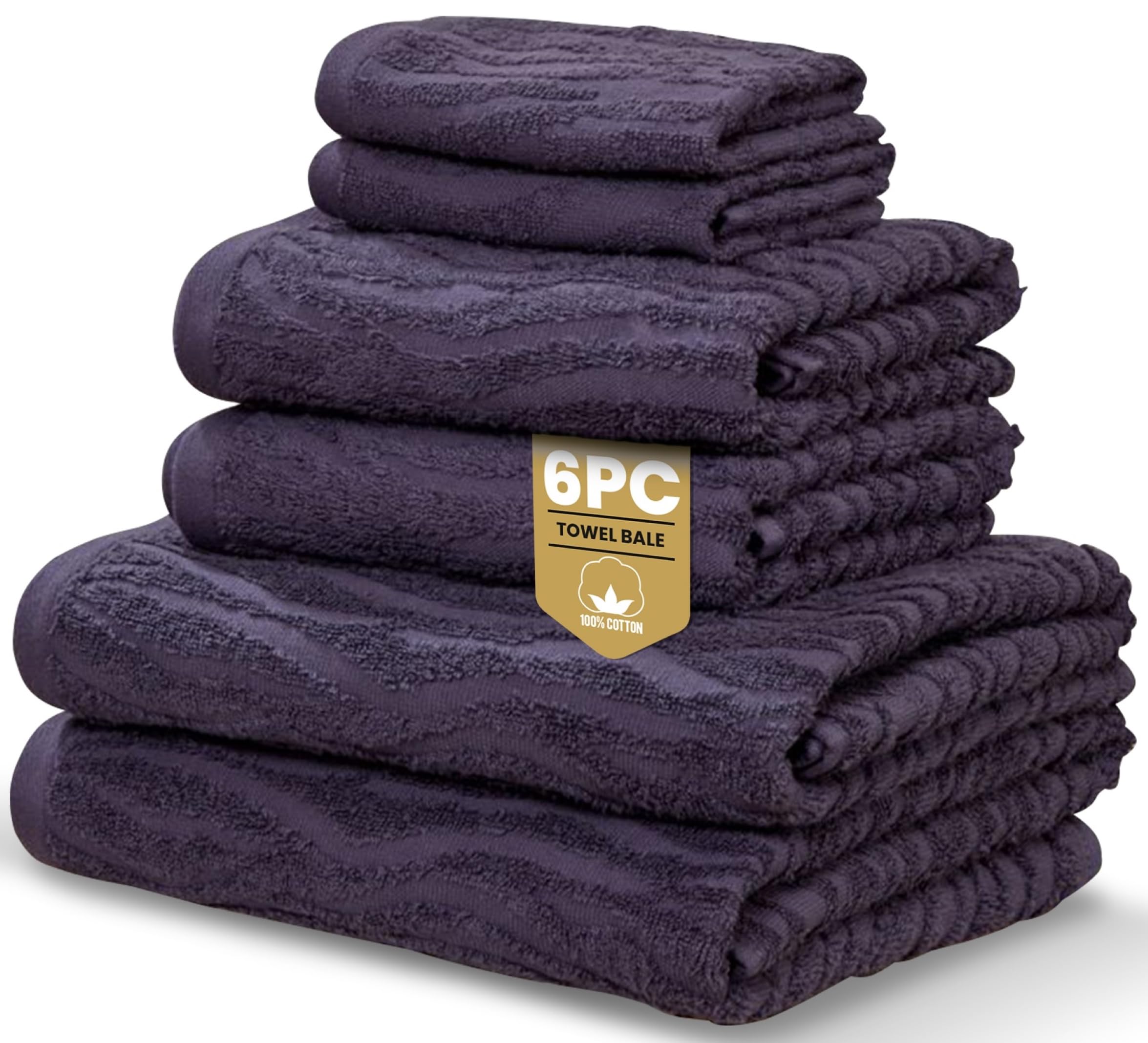Rapport Home Safari 6-Piece Towel Bale | Bale Damson | Luxurious 100% Cotton 500gsm Bathroom Set