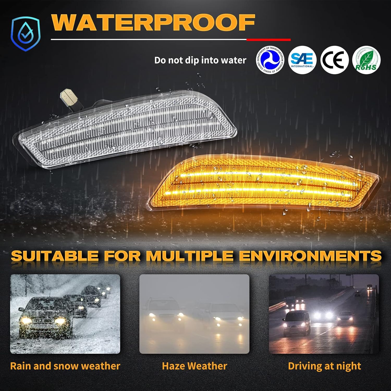 POPMOTORZ Front Bumper LED Side Marker Lights Compatible With 2003 2004 2005 2006 2007C-adilla-cCTS & CTS V Front Fender Marker Lamps Assembly Clear Lens 2PCS