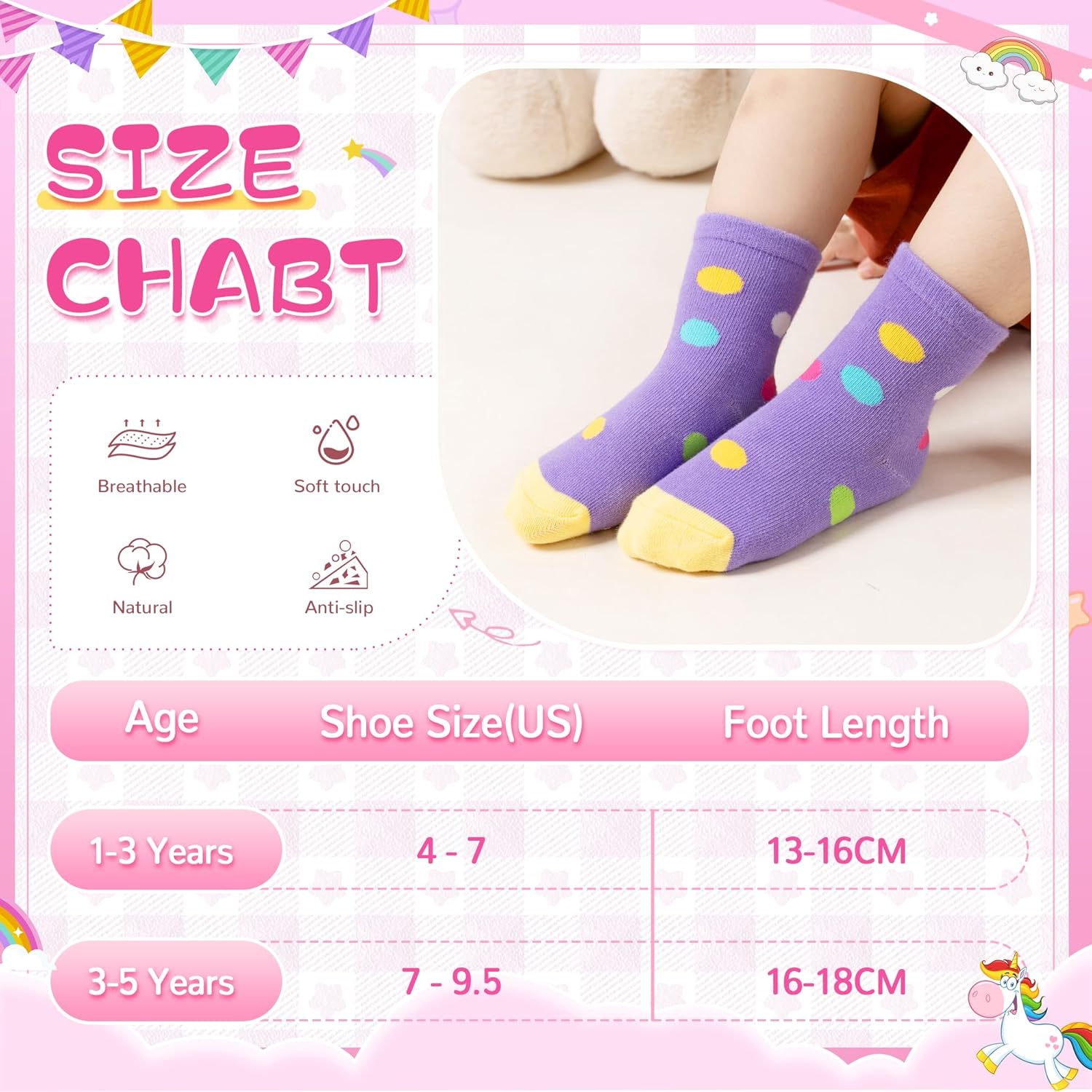 Toddler Non Slip Grips Socks Kids Anti Skid Baby Boys Girls Cotton Crew Socks 12 Pairs - Image 6