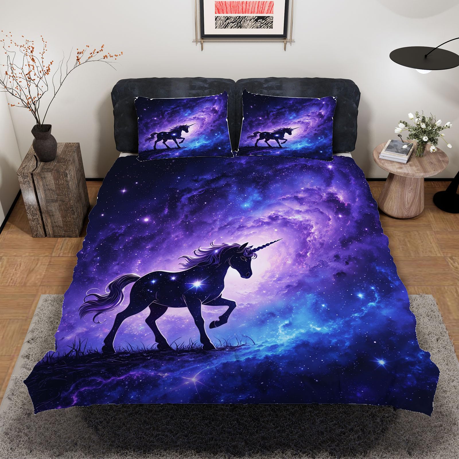 Parure doux ciel étoilé licorne 200x200 pour un sommeil paisible sans couette qui glisse