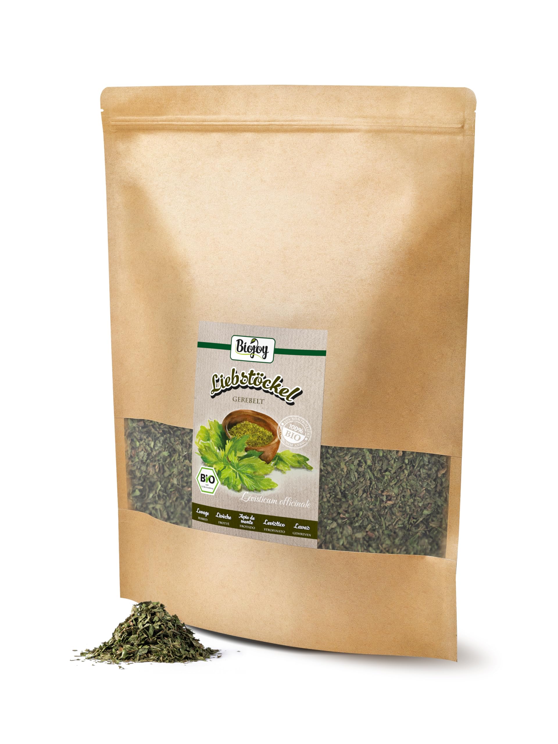 Biojoy Levistico essiccato BIO (500 g), Tritato, Sedano di Monte, Spezia senza additivi (Levisticum officinale)