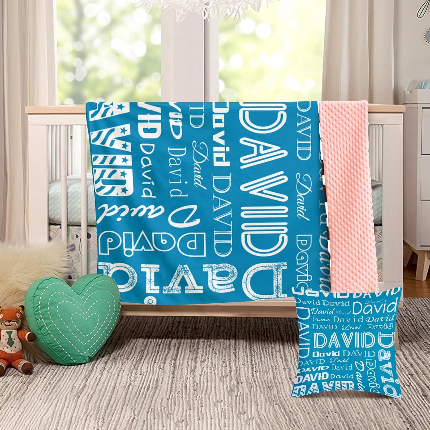 Custom Baby Blanket with Name - Nursery Receiving Swaddle Blanket with Double Layer Dotted Backing for Baby Boy Girl,Soft Plush Blanket Suitable for Infant Toddler Kids Style1(30"x40")