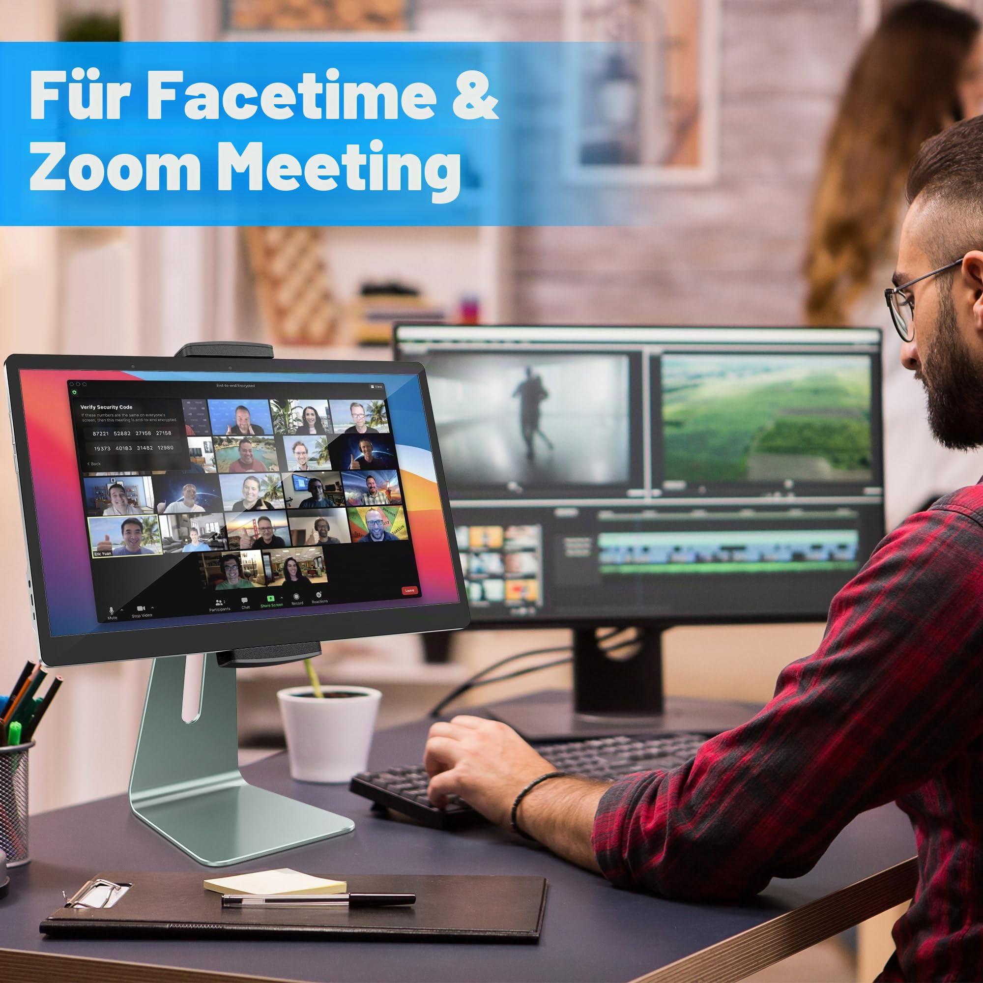 AboveTEK Verstellbarer Aluminium-Tablet-Ständer, 360° drehbarer Display-Halter für 7–12,9 Zoll iPad Pro/Air/Mini, Galaxy Tab & mehr – Perfekt für Küche, Büro, Rezeption & Ladenpräsentation