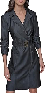 Women's Collared Belted Long Sleeve Midi Dress