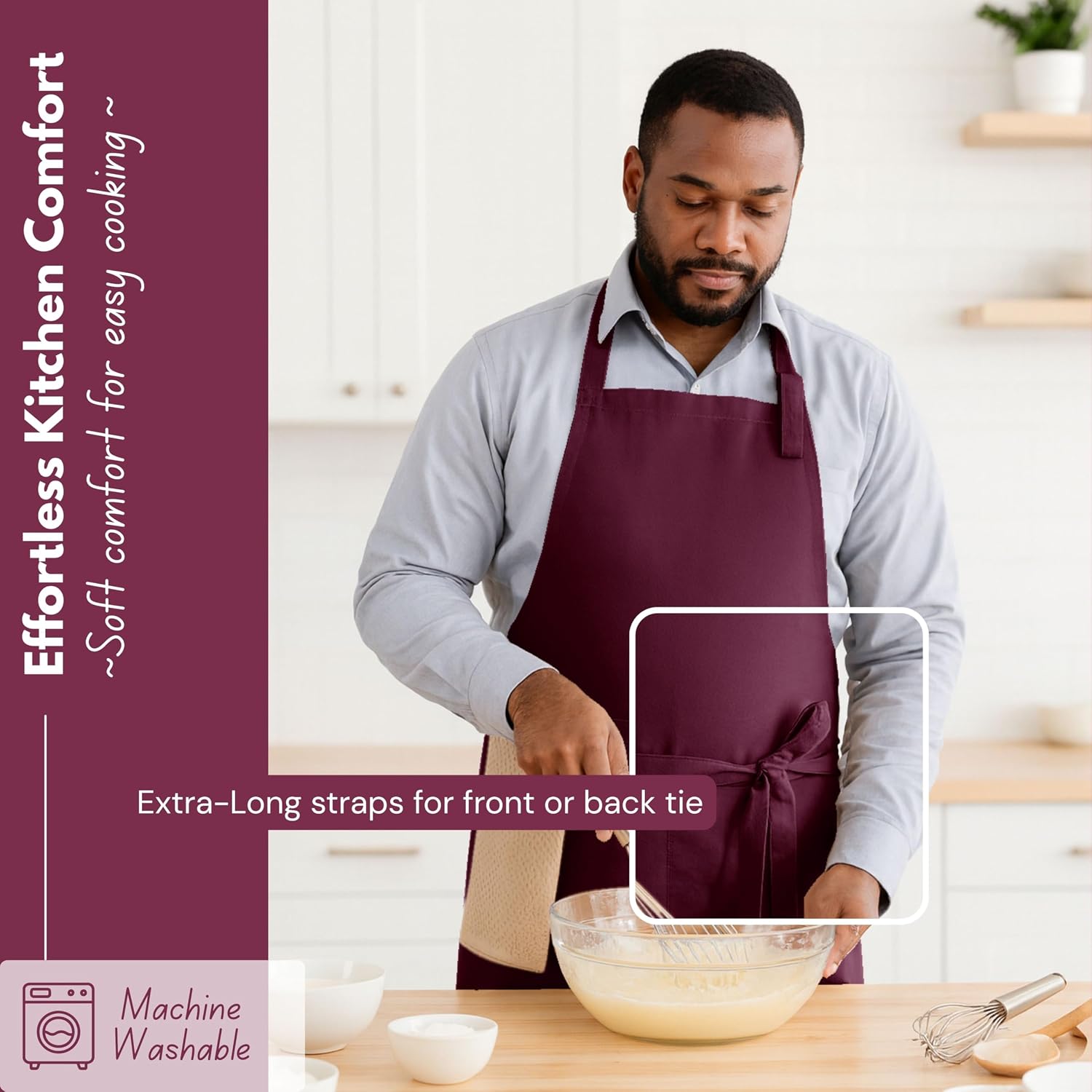 Native Fab Kitchen Apron 2 Pack - 100% Cotton Adjustable, Durable Apron with Pockets, Perfect for Cooking, Baking, Grilling