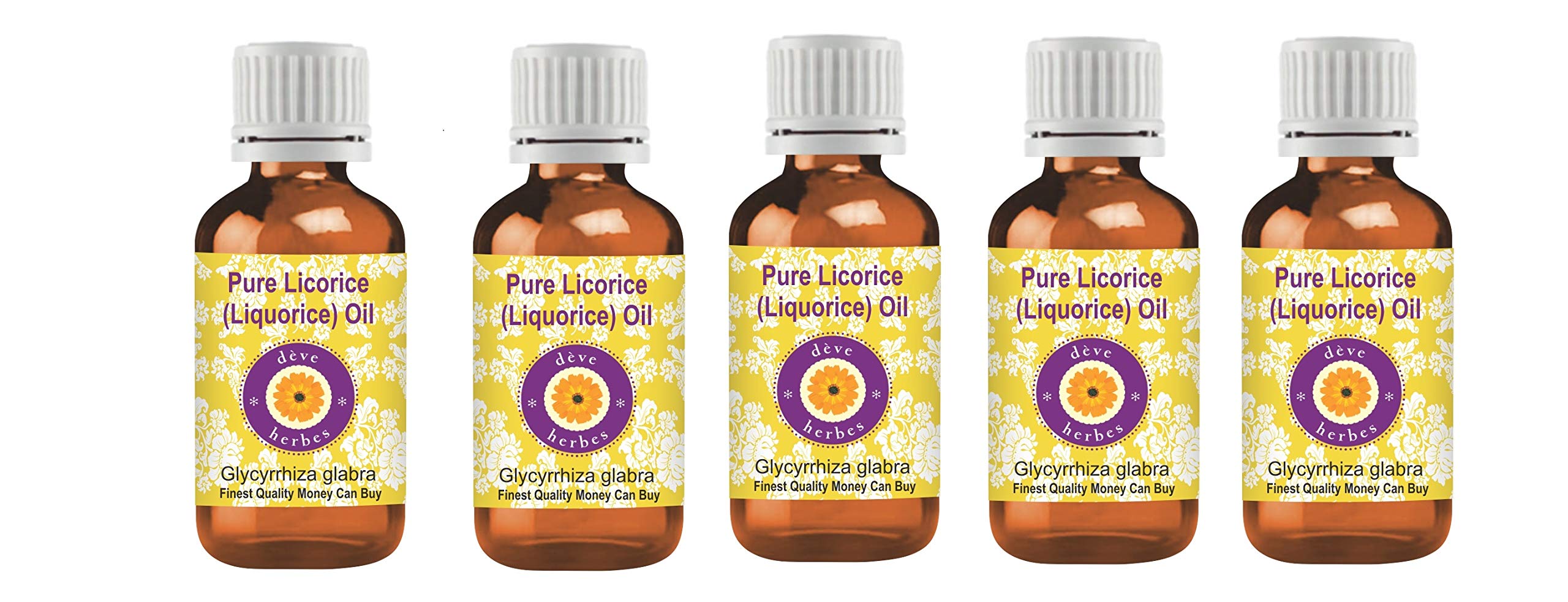 Deve Herbes Reines Lakritzöl (Glycyrrhiza glabra) (5 Stück) 100 ml x 5 (16 oz)