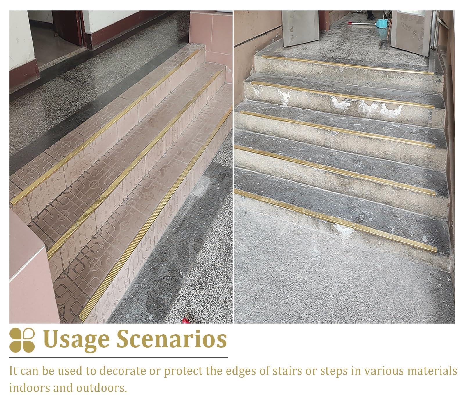 Perfil de Transición para Suelo Moldura Antideslizante para Escaleras Moldura en Forma de L, Barra Protectora para Bordes de Escalones Latón, Tira de Moldura para Esquinas de Escaleras para Pisos de B