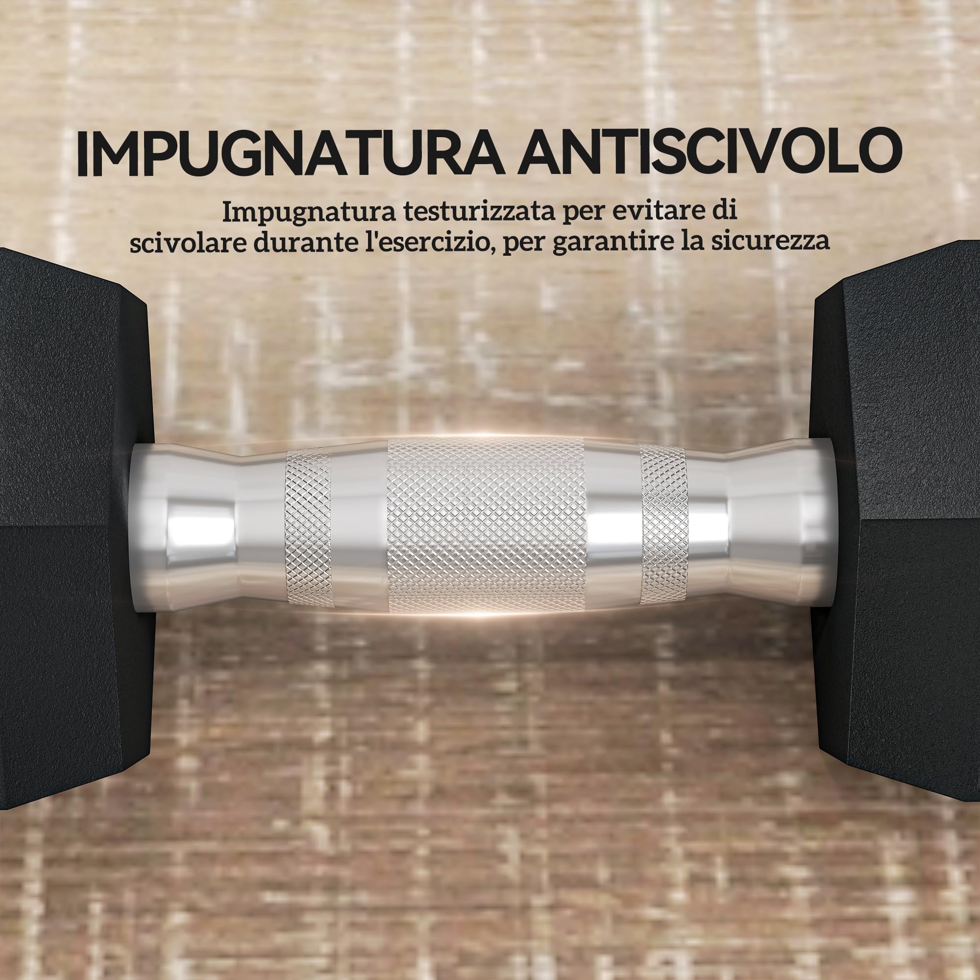 HOMCOM Set di 2 Manubri da 4/5/6/10 kg Esagonali, Coppia di Pesi per Palestra con Presa Antiscivolo e Rivestimento in Gomma, Nero