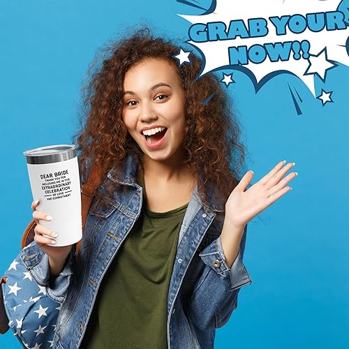 Miniatura 6 de Bride Gift from Officiant Tumbler 20oz White -Celebration - Bridal Shower Bride To Be Bachelorette Party Newlywed Wedding Officiant Brother