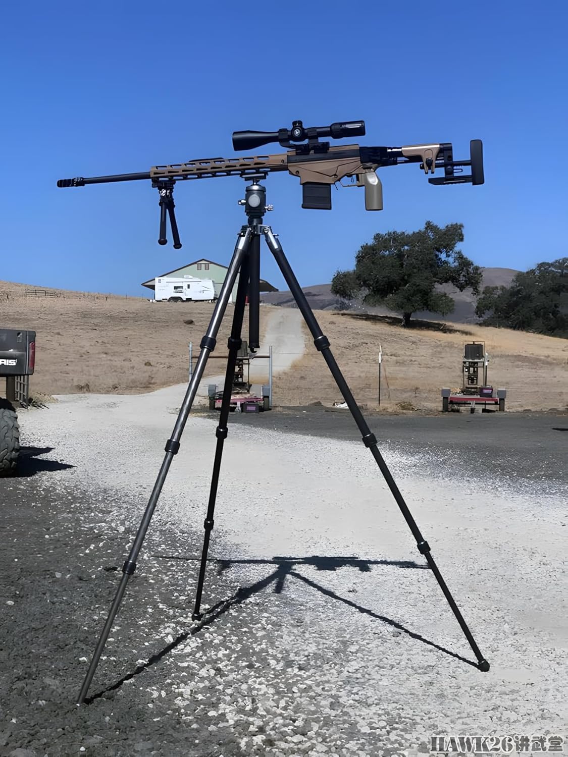 Aluminum Rifle Tripod Shooting Stick Gun Rest Stand Compatible with MLOK Handguards for Hunting & Shooting, 21-63 Inches