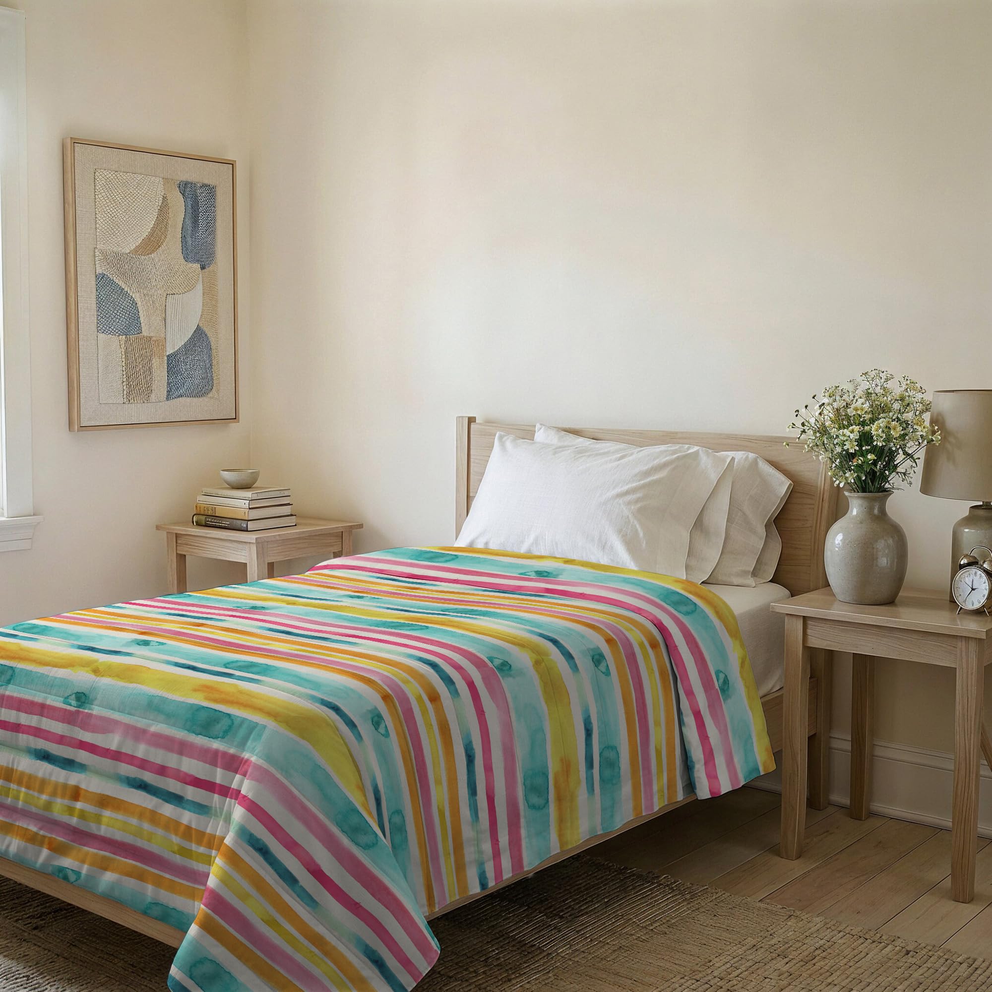 Italian Bed Linen BASIC Printed Summer Quilt, Microfibre, Fez, Single 160 x 240 cm