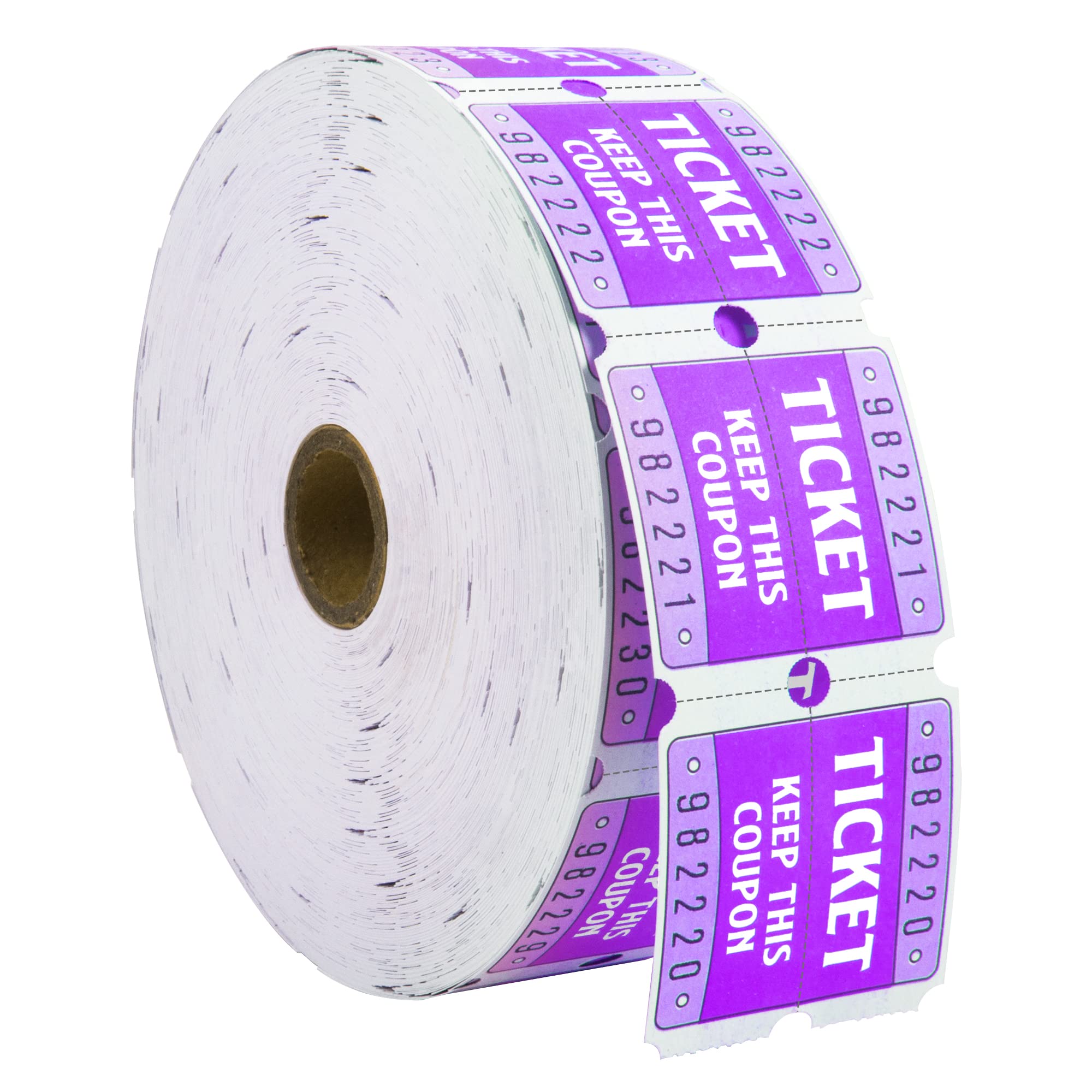 L LIKED Raffle Tickets Double Roll 2000 Consecutively Numbered 50/50 Raffle Tickets for Event Party Prize Drawing Perforated Stubs (Easy Read Purple)