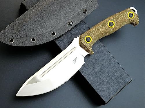 Miniatura 2 de Eafengrow EF137 Cuchillo de hoja fija, hoja de acero N690 de 2 pulgadas de ancho, mango Micarta, cuchillos rectos de alta resistencia para trabajo
