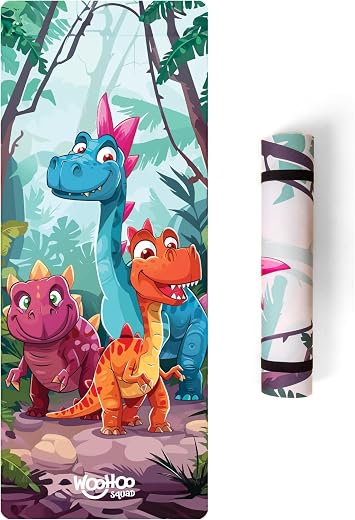 Woohoo Squad TPE Yoga Mat For Kids, 6mm Thickness, 150cm x 60cm | Anti-slip & Anti-skid | Ideal for 2-10 year olds | Free ...
