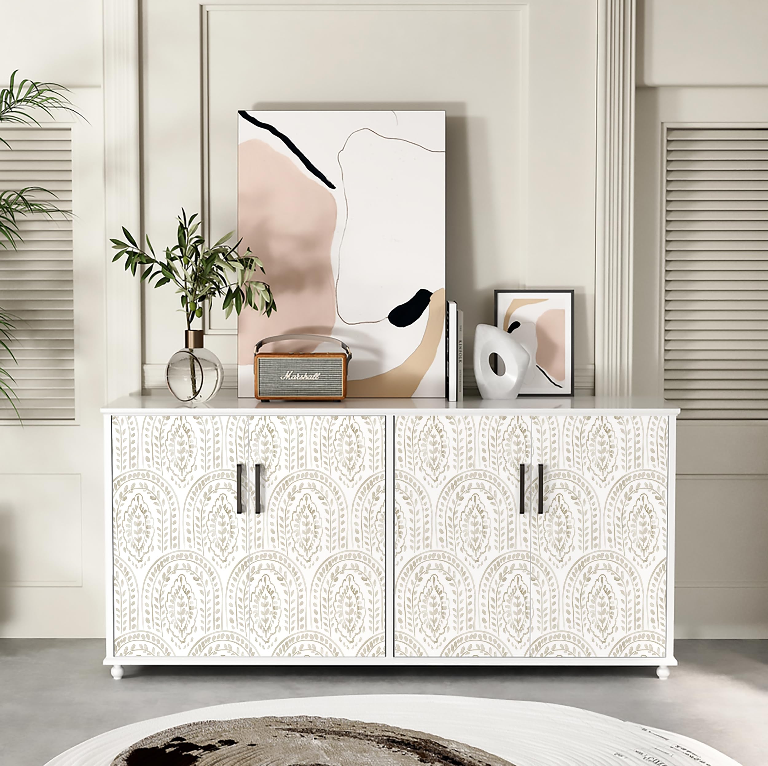 EeeComing Papel tapiz bohemio para despegar y pegar, moderno, papel de contacto extraíble, papel de contacto autoadhesivo para dormitorio y baño, forro de vinilo de 197 x 17.3 pulgadas