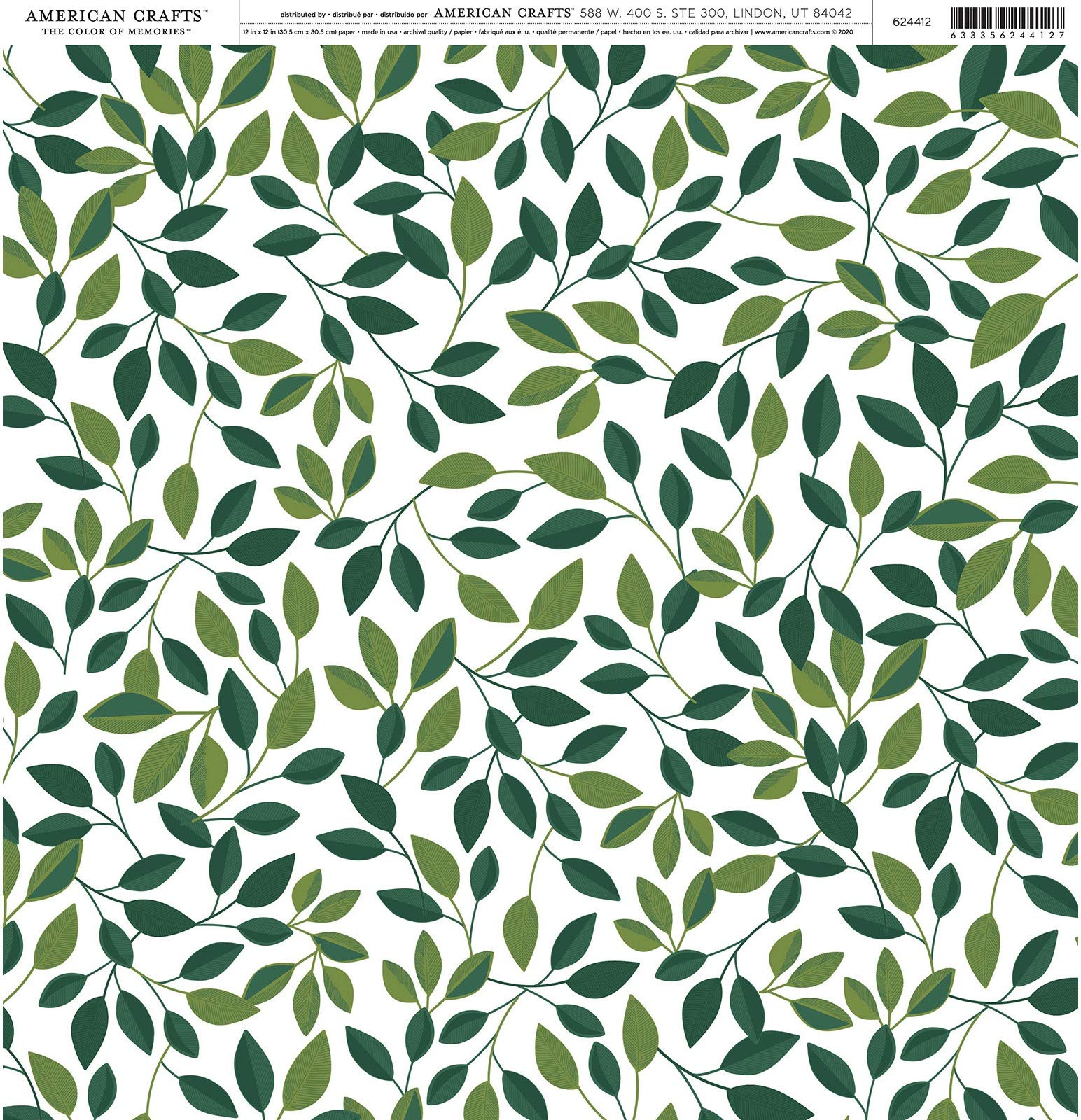 American Crafts Leaves Single Sided 12X12