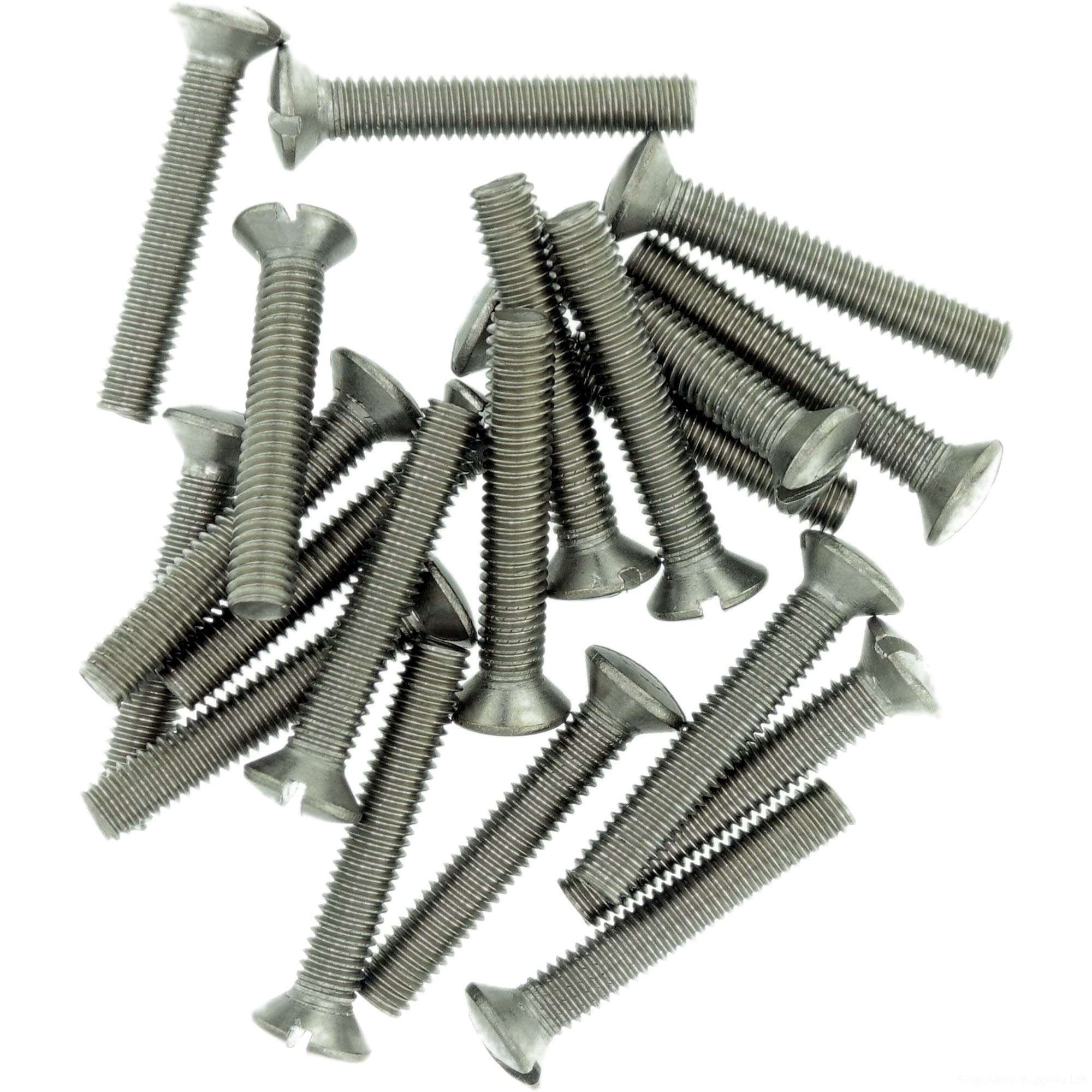Singularity Supplies M2.5 (2.5Mm X 16Mm) Slot Raised Countersunk Machine Screw (Bolt) - Stainless Steel (A2) (Pack Of 20)