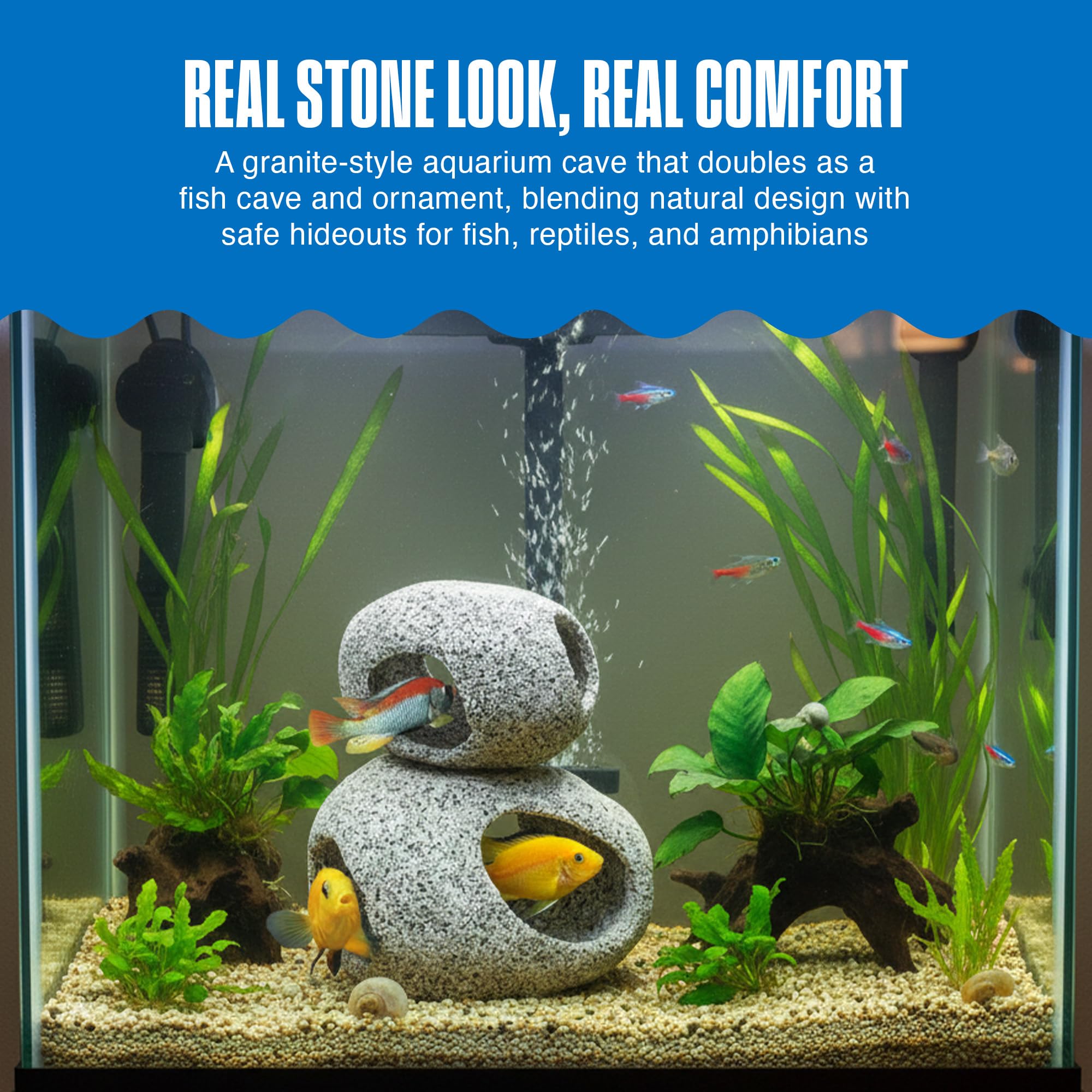 fish tank accessories petbarn Penn-Plax Deco-Replicas Granite Stone Hideaway, 2 Piece Aquarium Decor Set - Durable, Stackable Cave Ornament for Freshwater & Saltwater Tanks Saltwater Fishing Hooks Construction Add a fun and Size:65lb - 1200yd Hard Baits