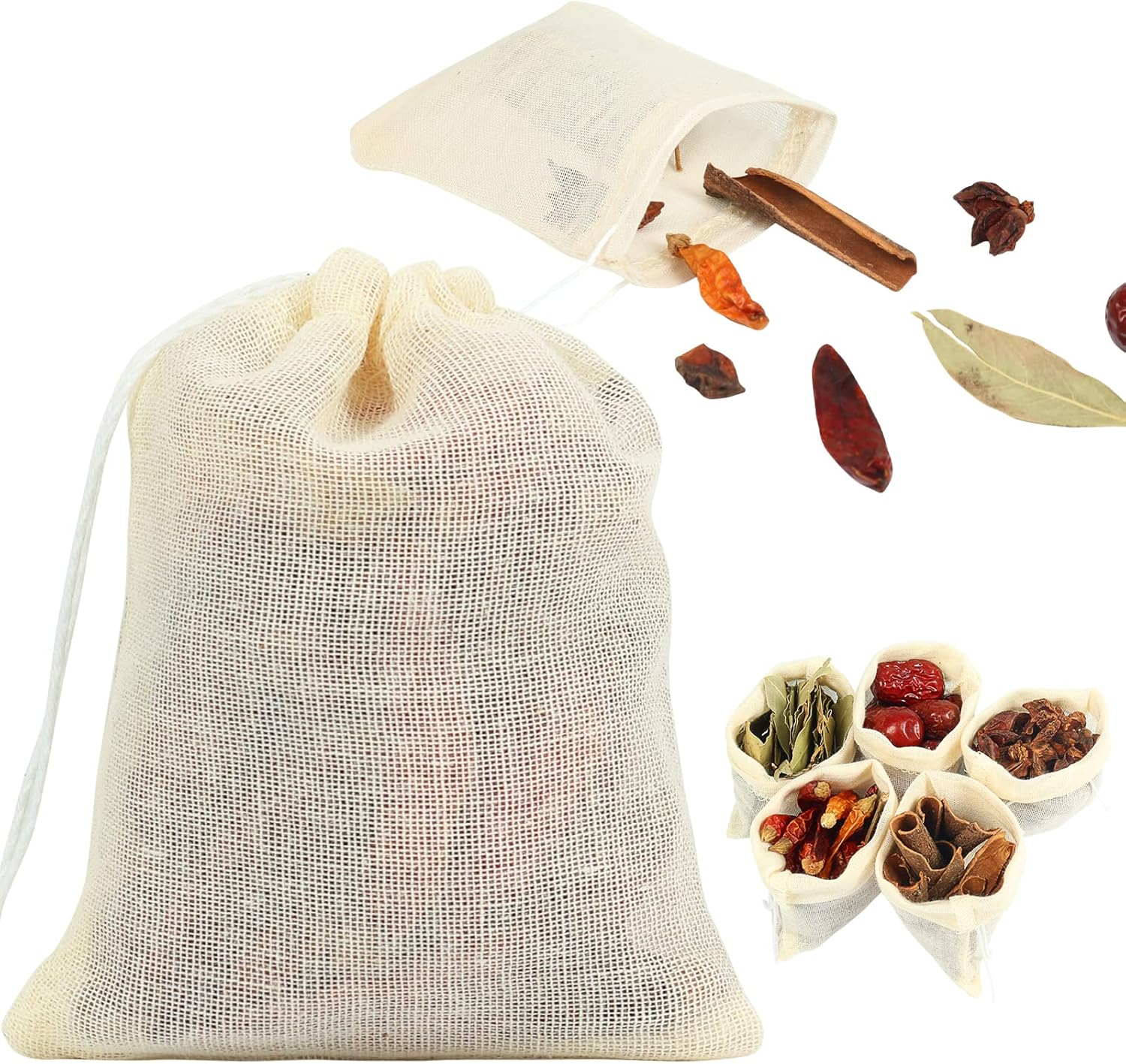 YQL Spice Bags for Cooking,30PCS 3x4 Inch Muslin Bags with