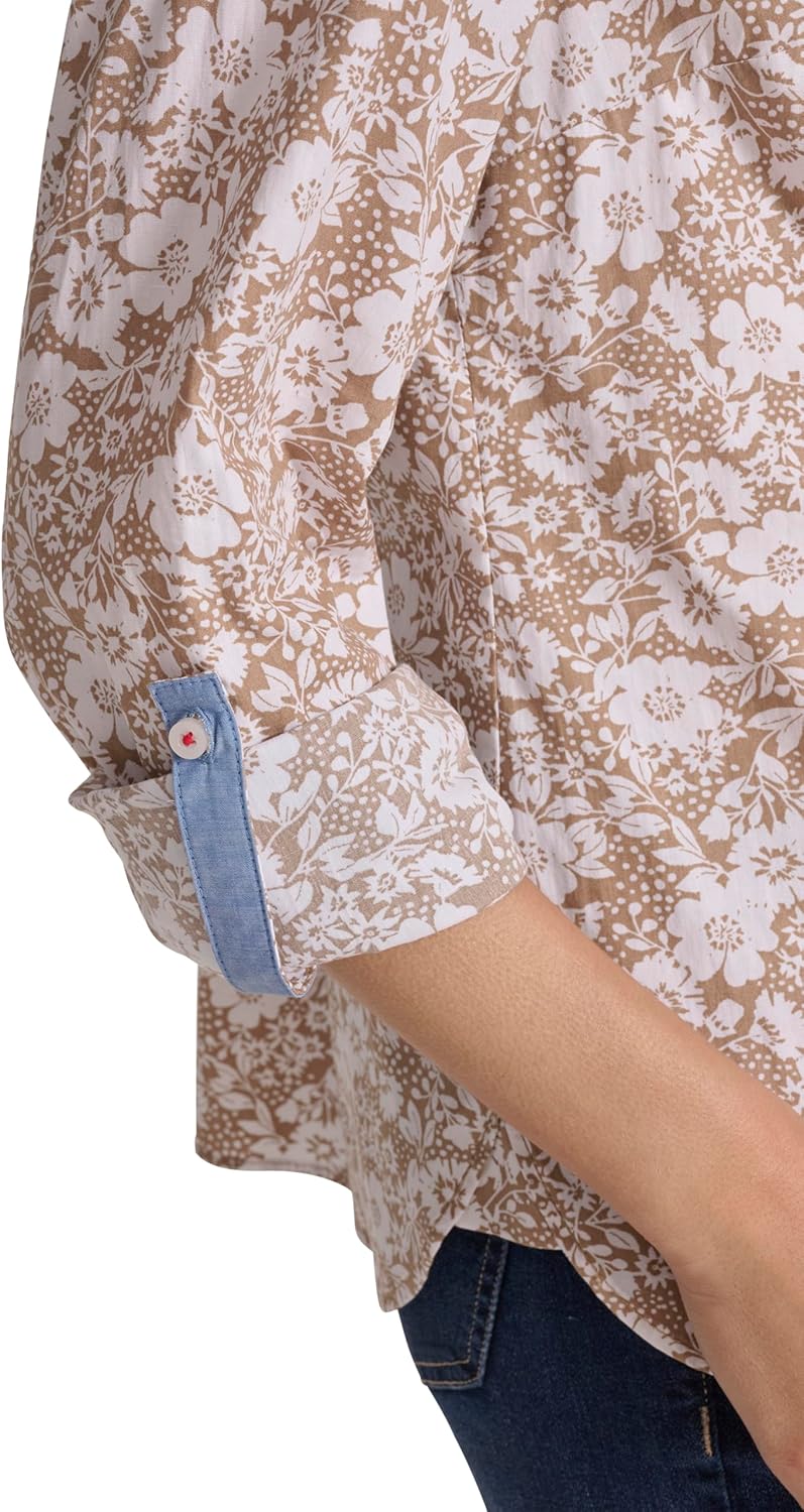 Nautica Womens Button Front Long Sleeve Roll Tab Shirt - Image 6