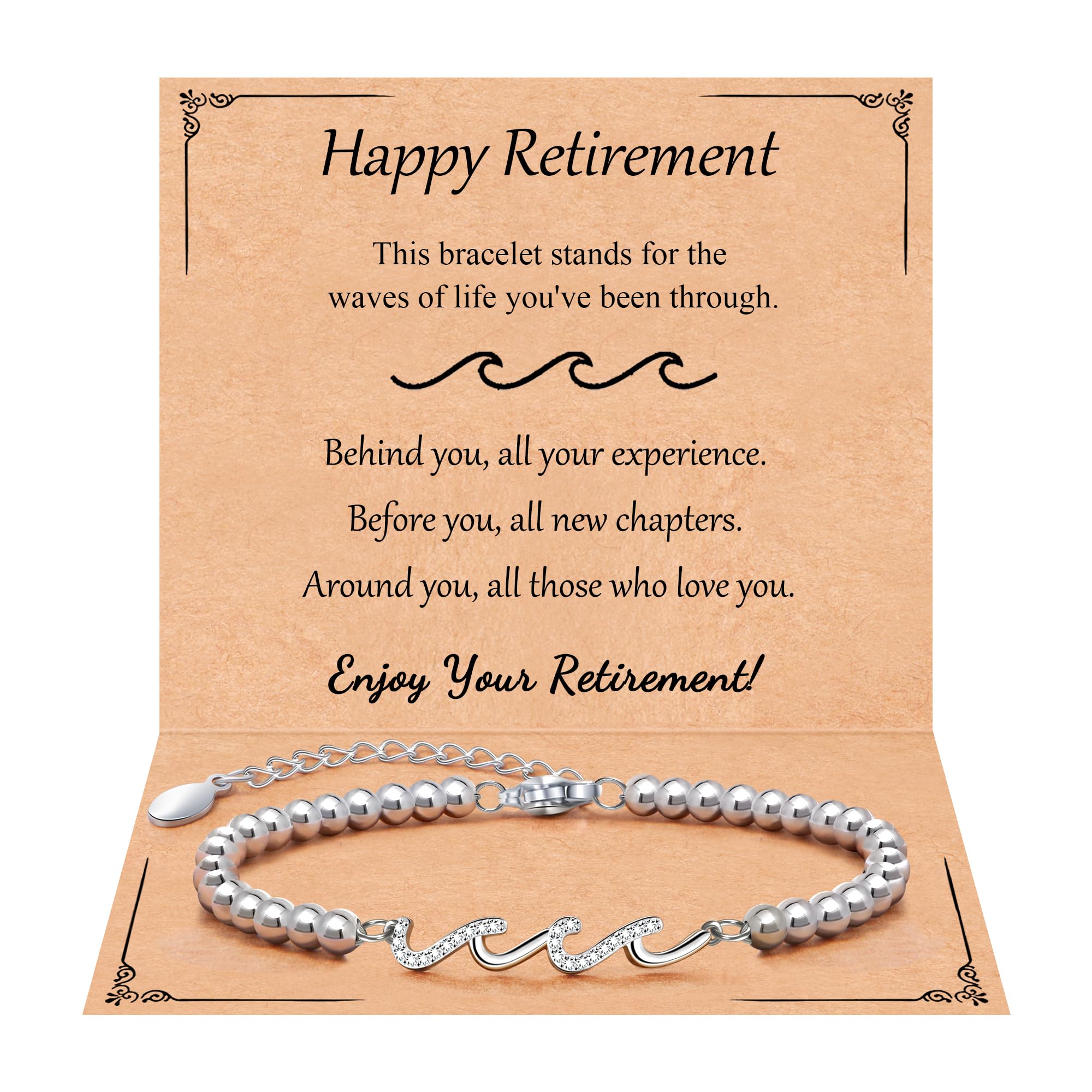 QWNHONEY Waves of Life Bracelet Inspirational Birthday Gifts for Bestie Sister 16th 18th 21st 30th 40th 50th 60th Birthday Gifts for Women