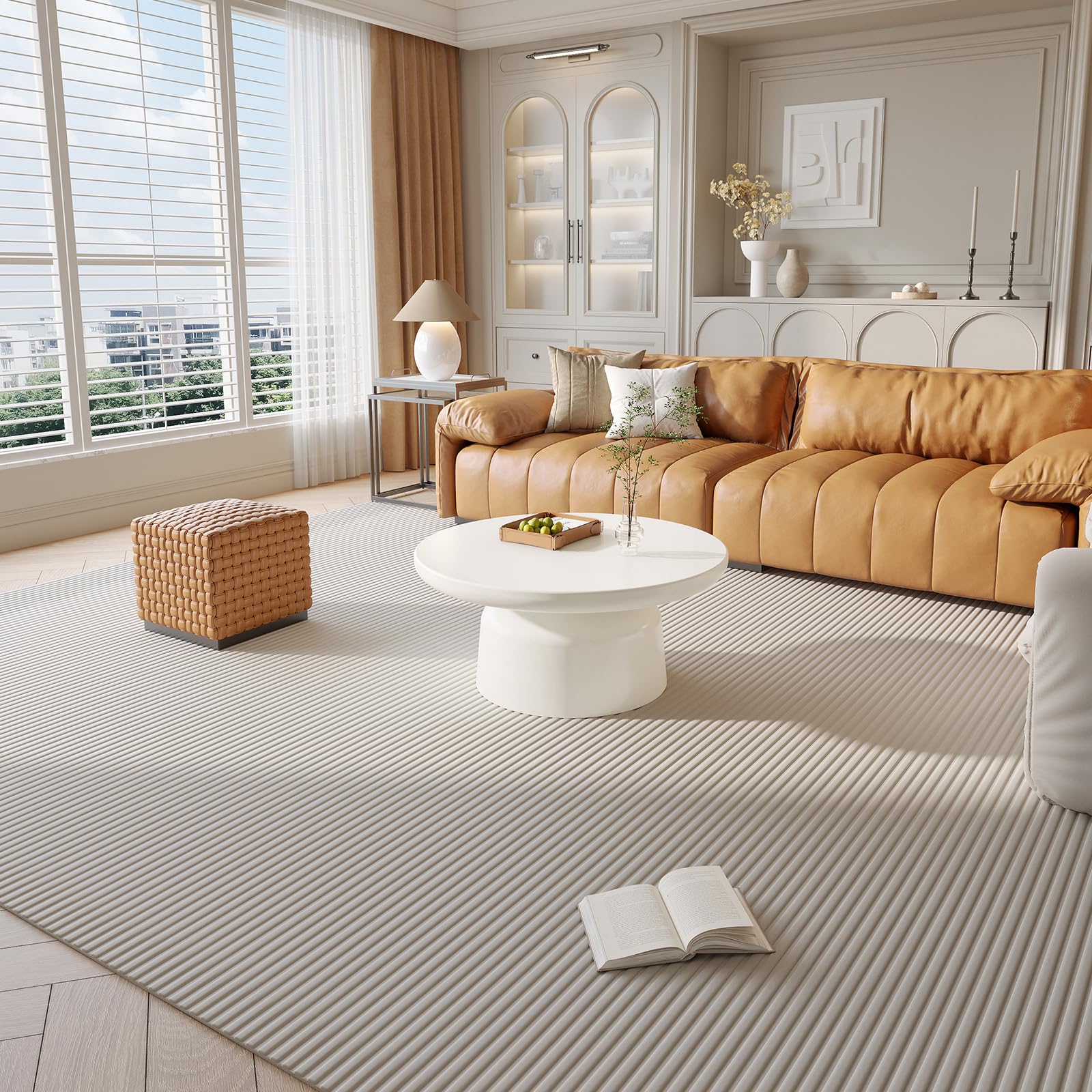 Guyii Modern White Round Coffee Table – Minimalist, Elegant, and Stylish Design for Contemporary Living Room, Nordic Scandi-Style, Functional and Versatile
