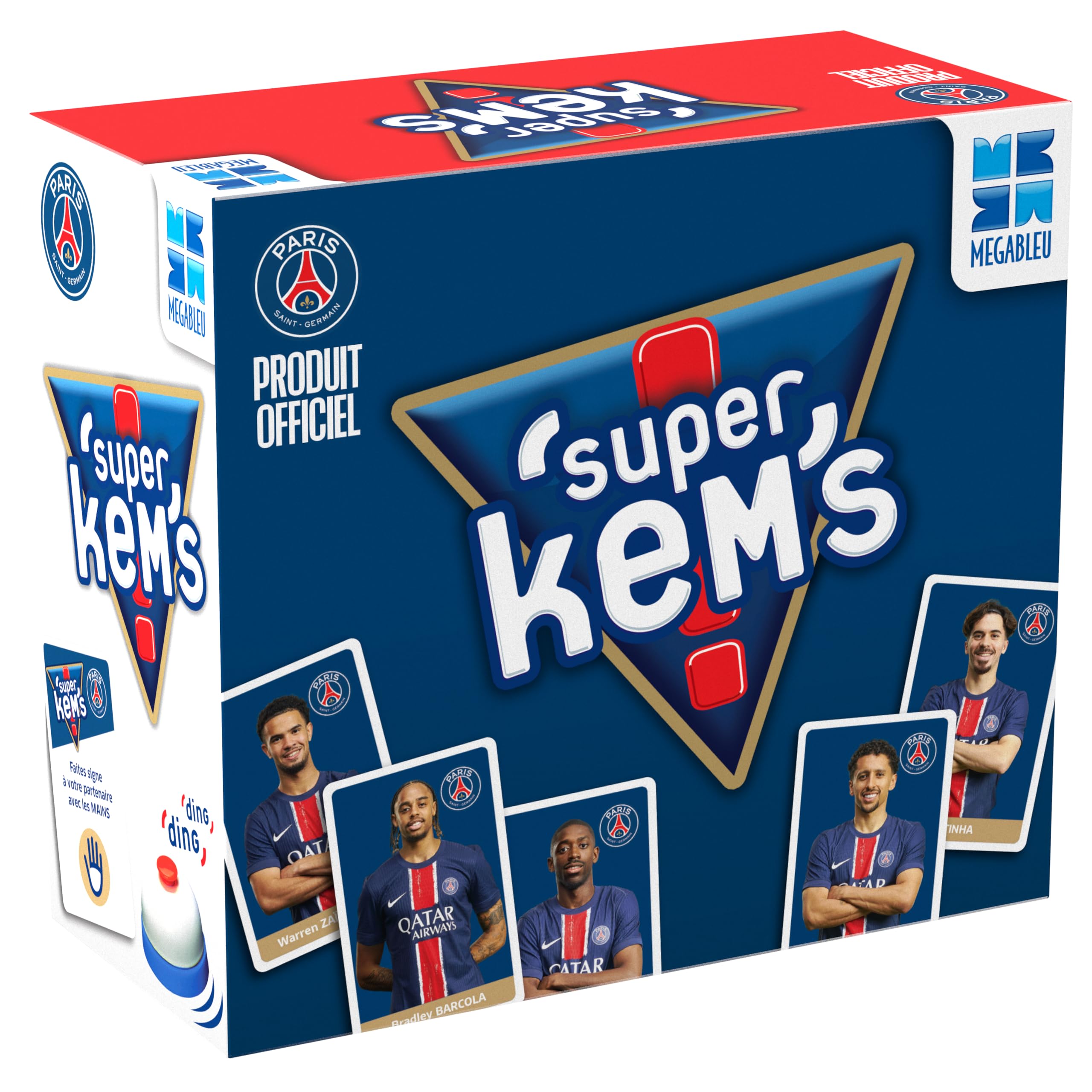 Megableu Super KEMS PSG Jeu de Société Football Paris Saint-Germain - Jeu de Cartes pour Adultes et Enfants dès 6 Ans - 4 Joueurs