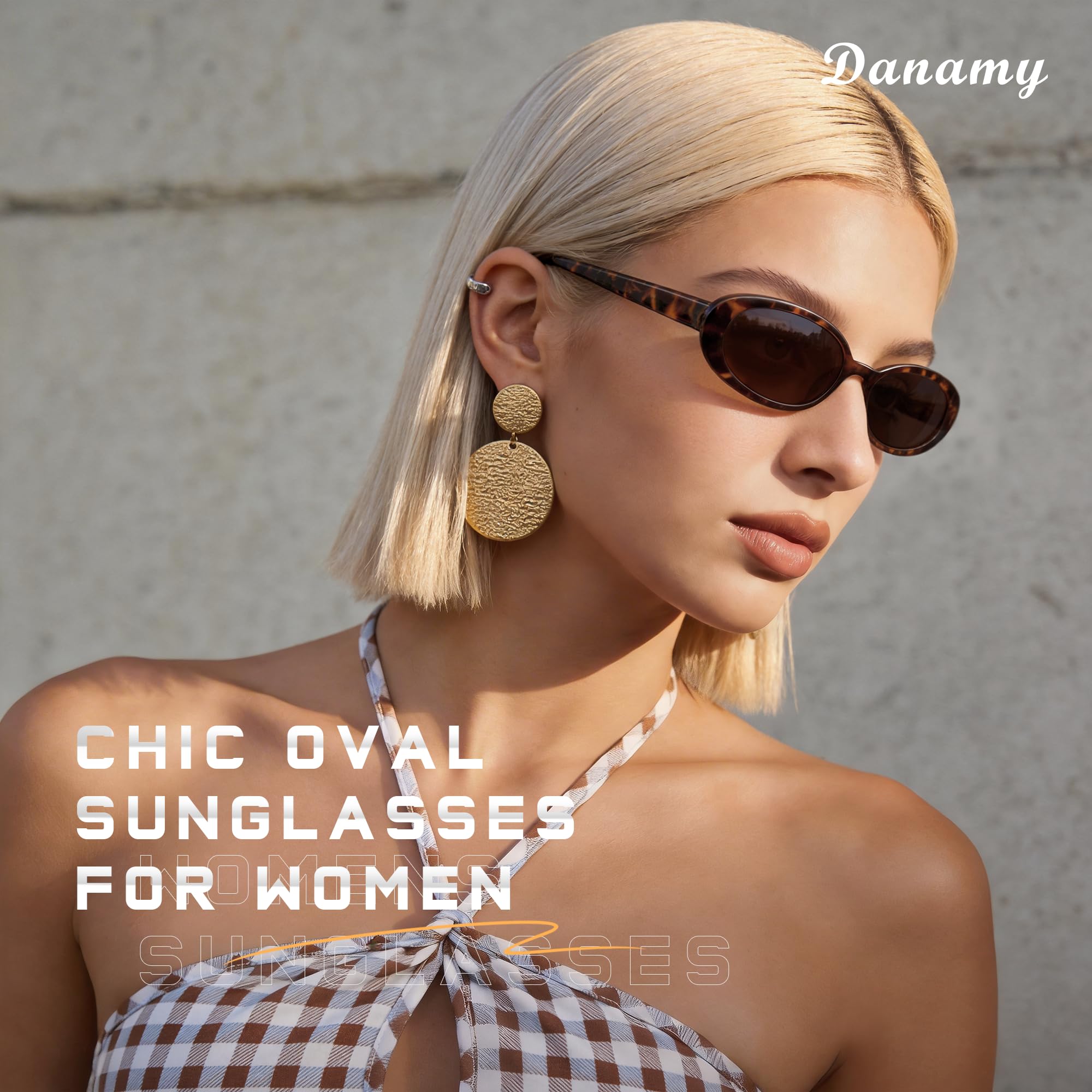 DANAMY Okulary przeciwsłoneczne damskie retro owalne okulary przeciwsłoneczne dla kobiet mężczyzn moda małe owalne okulary przeciwsłoneczne lata 90-te vintage okulary do jazdy