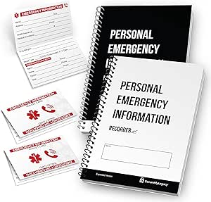 PERSONAL EMERGENCY INFORMATION RECORDER (Family of 2 Pack) - Record Passwords, Key Contacts, Medical, Financial, Insurance and more