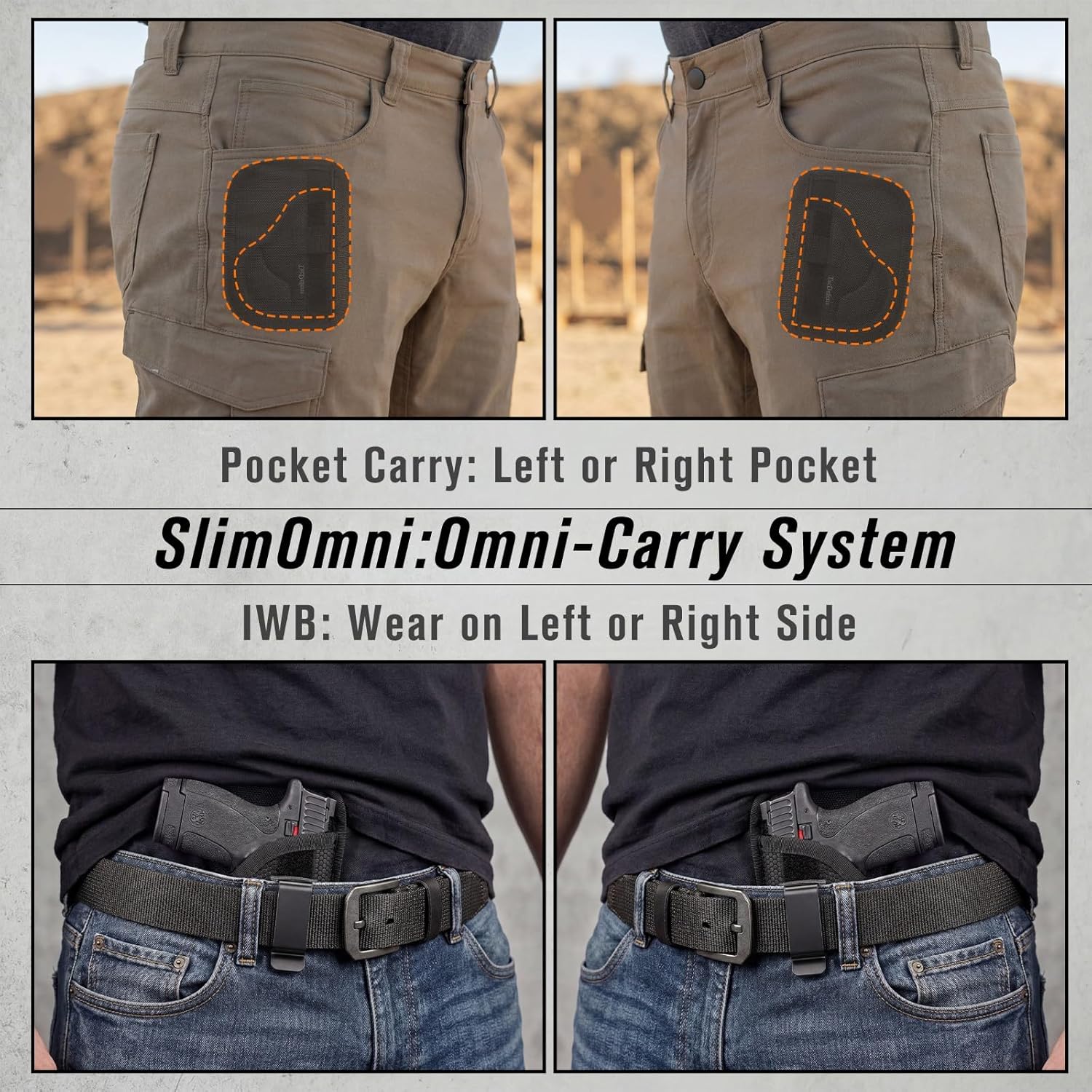SlimOmni Bodyguard 2.0 Holster Pocket & IWB Combo (Pocket & IWB Holster for Bodyguard 2.0), Omni-Carry Ambidextrous, Omni-Adjustable Height & Cant, Removable Backer, Metal Clip Included
