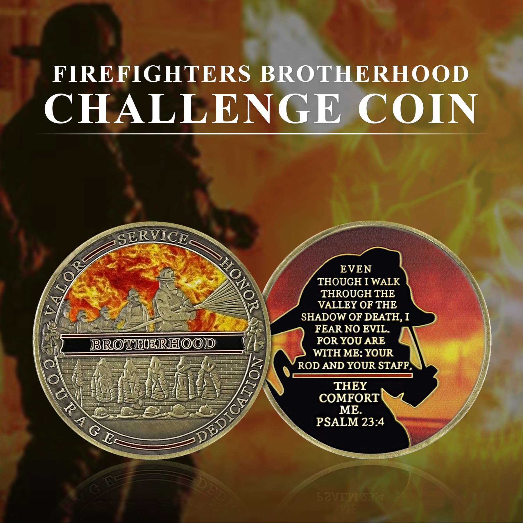 5pc Fire Helmet Firefighters Creed Challenge Coin Fire