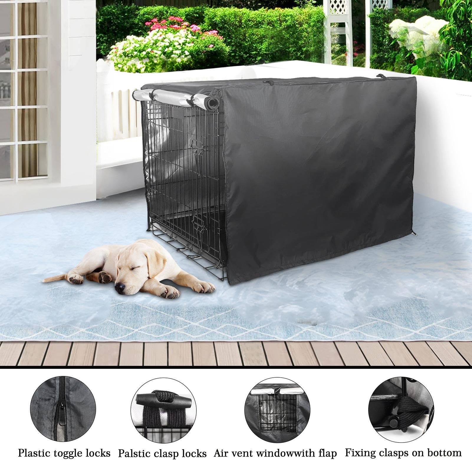 Pet Kennel Sun Shade - 107 x 72 x 77 cm Abdeckung für Hunde mit doppelter Tür | Winddichte Hundedecke für Drahtkisten, Abdeckungen für Hunde für schwere Diensthunde, Protezion