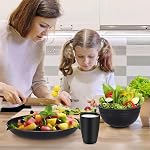 42 Piece Wheat Straw Dinnerware Sets | Unbreakable, Microwave Safe, Dishwasher Safe | Lightweight | Reusable, Dorm Room Essentials, Dishes Set for 6 | Dish Set, Black