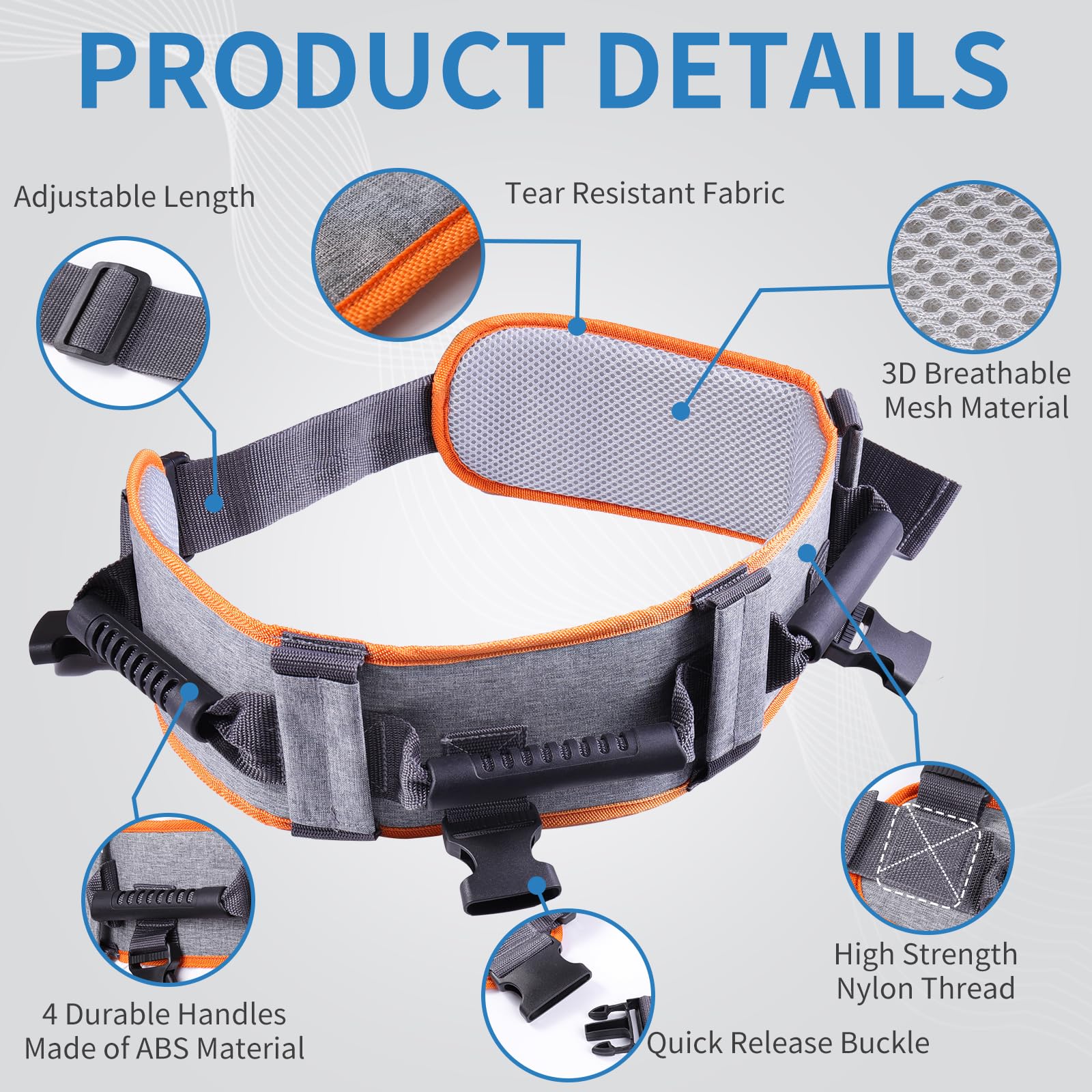 lefeke Gait Belt Transfer Belt for Seniors with 7 Handles