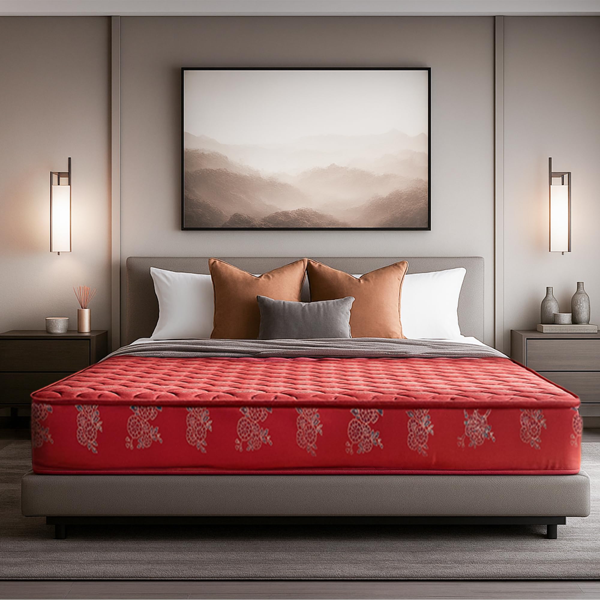 Kurlon Rutile Mattress | Natural Coir Mattress | Breathable | Medium Firm Support | Natural Cooling | PU Quilted | Durable | Double Size | 72x48x7 | 5 Yrs Warranty