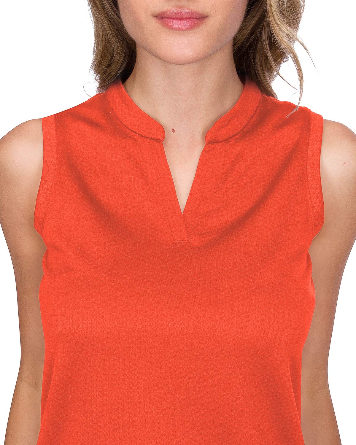 Three Sixty Six Womens Quick Dry Polo Shirt - Sleeveless and Collarless Golf Shirts w/ 4-Way Stretch Fabric and UV Protection Electric Orange