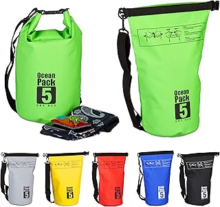 Relaxdays Ocean Pack, 5L, wasserdicht, Packsack, leichter Dry Bag, Kajak, Trockentasche, Segeln, Ski, Snowboarden, farbe