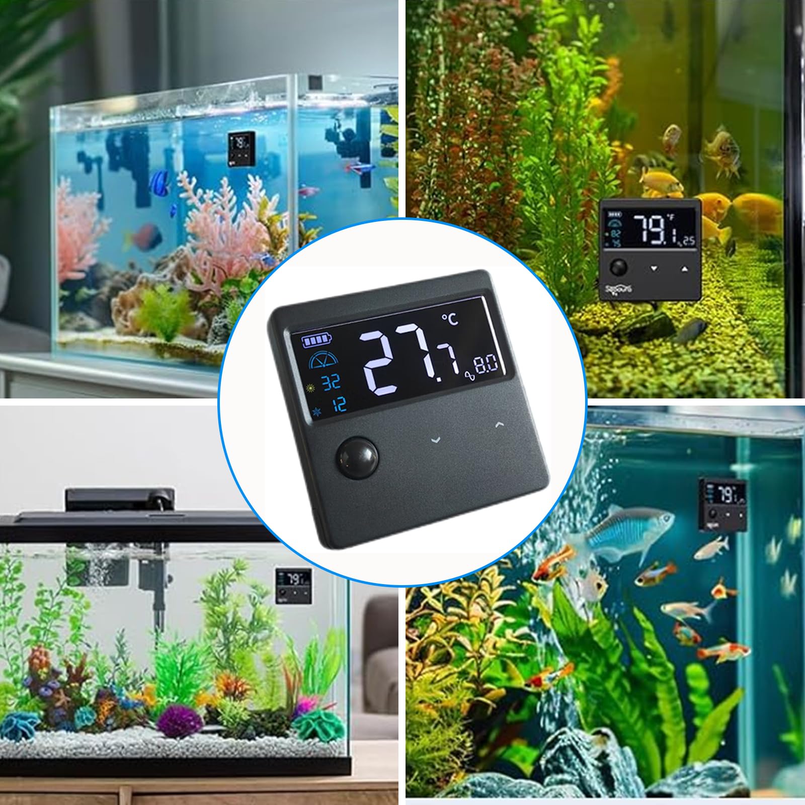 Aquarium LED Thermometers Cordless Digital Aquarium Thermometers Water Temperature Motion Detection
