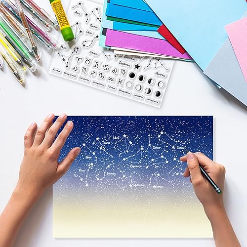 Miniatura 2 de GLOBLELAND Sellos transparentes de fase lunar para decoración de álbumes de recortes, constelaciones, mapa planetario, sellos de silicona