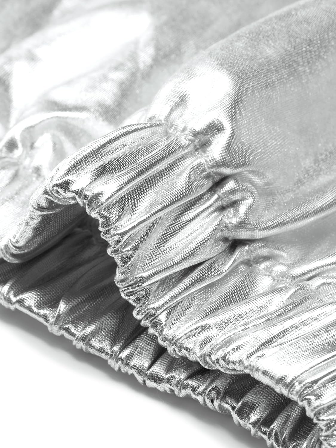 Agnes Orinda Plus Size Jogger Pants for Women Metallic Shiny High Waist Stretchy Wear Holographic Trousers Sweatpant - Image 5