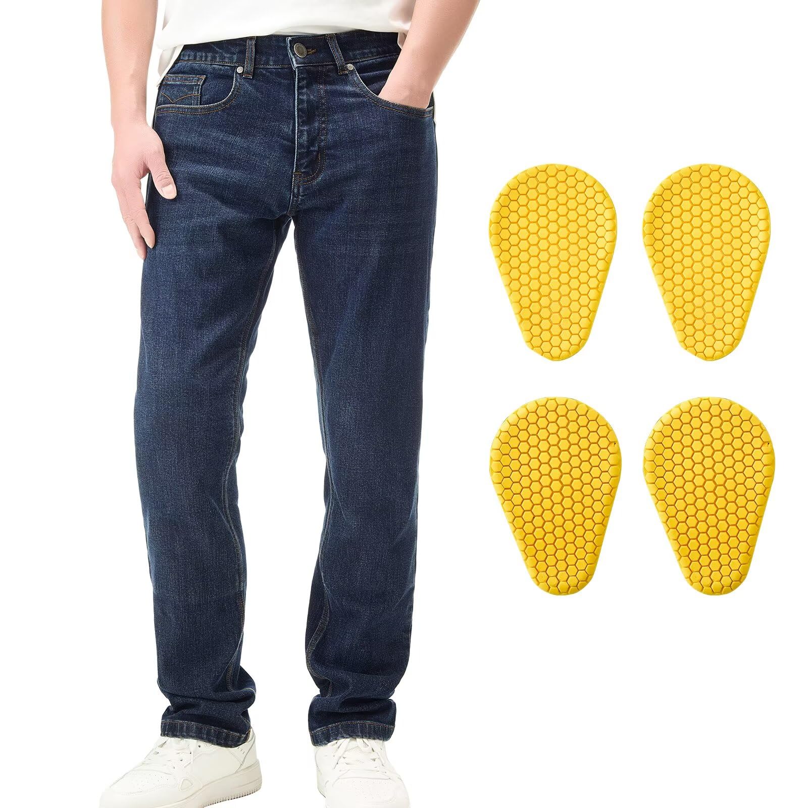 ILM Motorcycle Riding Pants for Men CE Armored Motorbike Jeans Adventure Touring Motocross All Season Model PJN1(Dark Blue)