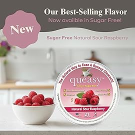 Three Lollies Queasy Drops Sugar Free - Natural Sour Raspberry Flavor - Ease Chemotherapy Nausea & Travel Sickness - Alleviates a Dry Mouth - Natural Ingredients - 21 ct (3-Pack)