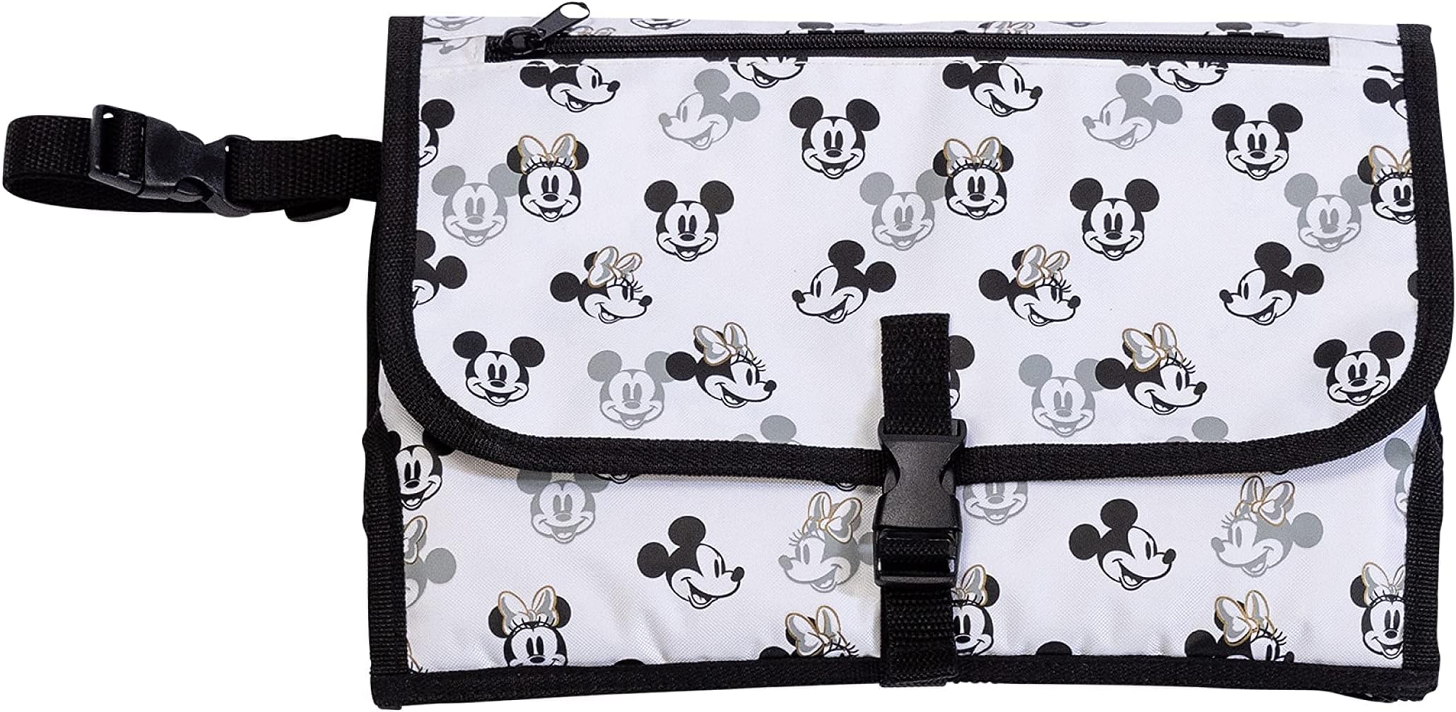 Disney Baby by J.L. Childress Portable Diaper Changing Station for Baby - Travel Diaper Changing Pad for Newborn, Essentials for Moms, Kit with Wipes Case & Storage Pockets - Mickey & Minnie Mouse
