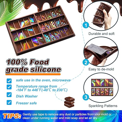Miniatura 3 de Moldes holográficos para chocolate, moldes de resina holográfica, moldes de silicona para chocolate, moldes gruesos de silicona profunda para