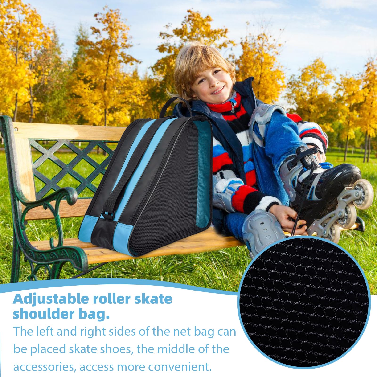 GOMETY Borsa per pattini a rotelle Borsa per pattini in linea, Borsa per pattini per bambini e adulti, Borsa per skater per pattini, pattini da ghiaccio, pattini a rotelle, Tracolla regolabile