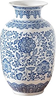 Blue and White Vase, Large Chinoiserie Vase, Blue and White Porcelain Va...