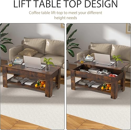 Miniatura 7 de Mesa auxiliar de 47.2 pulgadas de ancho con almacenamiento para sala de estar, mesa de consola con almacenamiento, mesas de centro de madera rústica