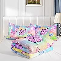 Vista 16 de Black Blue Butterfly Comforter Set for Girls Women,Boho Butterfly Sun and Moon Mandala Printed Bedding Set with 2 Pillowcases(Black Blue Twin)